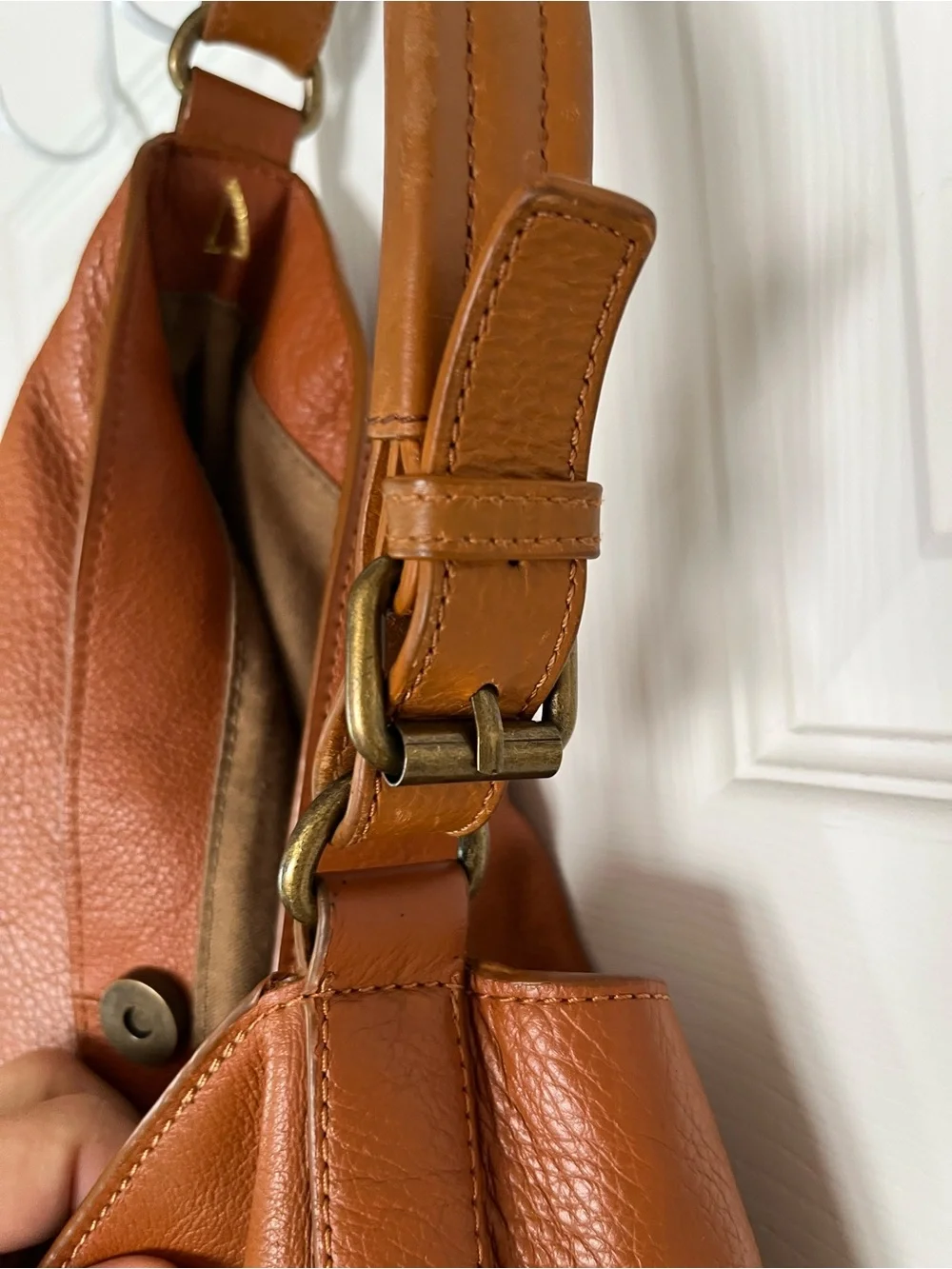 Kelsi Dagger Brooklyn Cognac Leather Hobo Shoulder Tote, 14”w x 14”h x 5”d